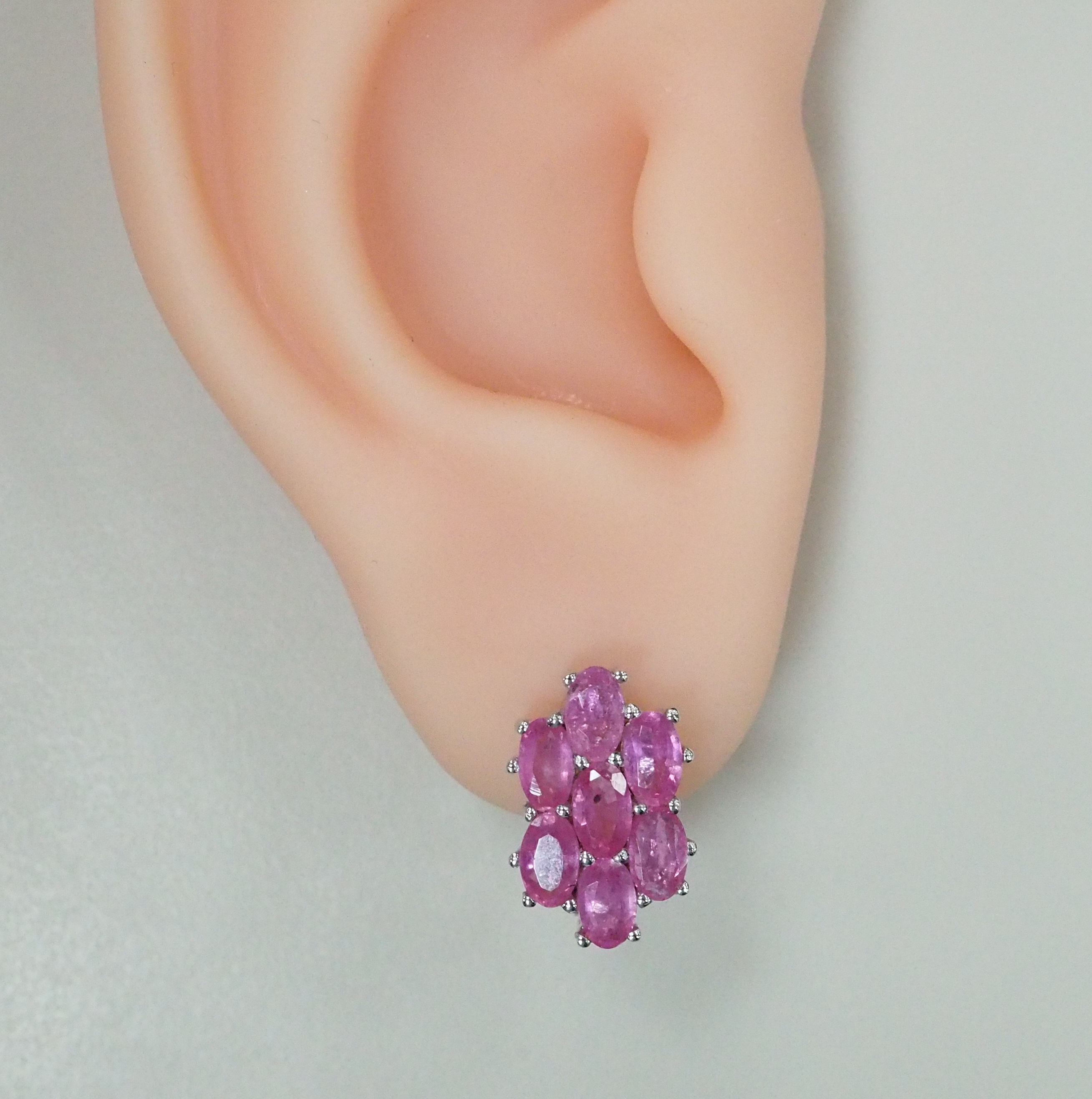 Серебряные серьги с розовыми сапфирами